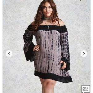 Forever 21 plus off the shoulder tie dye dress